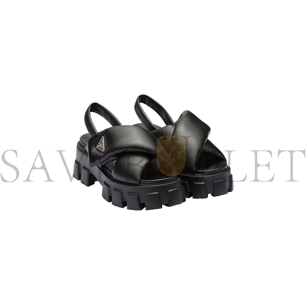 PRADA MONOLITH PADDED LEATHER SANDALS 923864